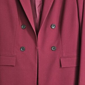 DKNY Women's Burgundy Double-Breasted Blazer